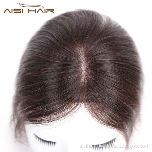Aisi Hair Brazilian Human Hair 5x8 Toupee Breathable Silk Base Human Hair Toupee  Natural Black Cheap Women Toupee